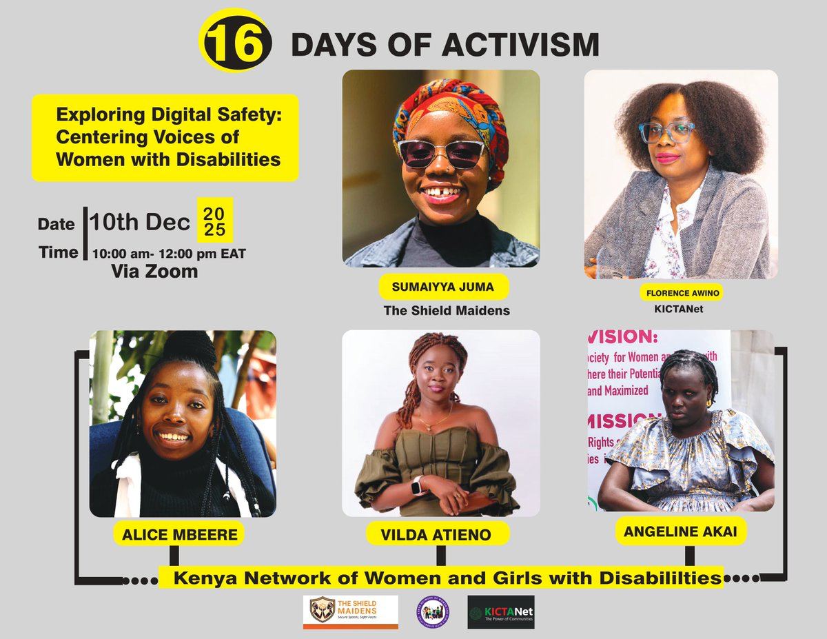 16 Days of Activism poster for the webinar "Exploring Digital Safety: Centering Voices of Women with Disabilities"